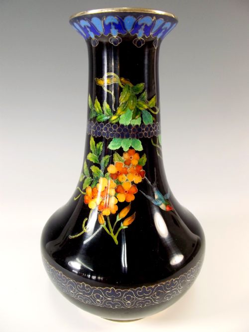 JAPANESE CLOISONNE ENAMEL BIRD VASE MEIJI PERIOD - ADDITIONAL PHOTO 1