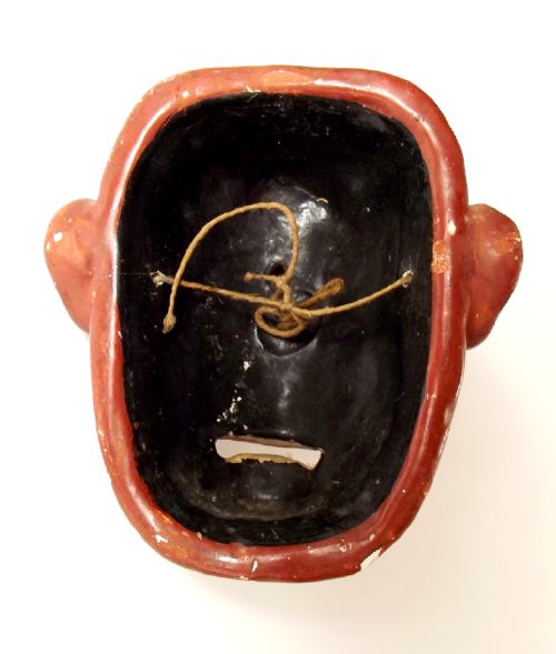 JAPANESE MEIJI PERIOD LACQUER NOH MASK WITH GLASS EYES - ADDITIONAL PHOTO 2