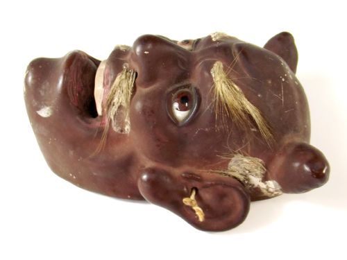 JAPANESE MEIJI PERIOD LACQUER ONI NOH MASK WITH GLASS EYES - ADDITIONAL PHOTO 2