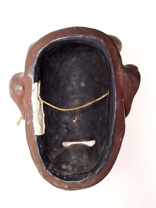 JAPANESE MEIJI PERIOD LACQUER ONI NOH MASK WITH GLASS EYES - ADDITIONAL PHOTO 3