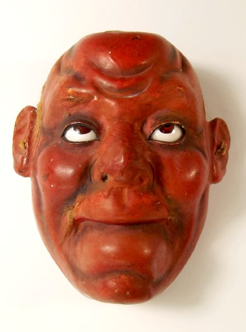 japanese meiji period lacquer noh mask with glass eyes - CATEGORY: ANTIQUE MISCELLANEOUS - DATED 1890
