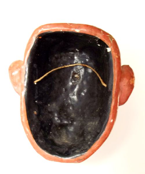 JAPANESE MEIJI PERIOD LACQUER NOH MASK WITH GLASS EYES - ADDITIONAL PHOTO 1