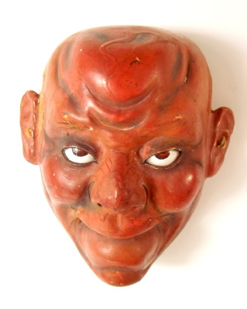 JAPANESE MEIJI PERIOD LACQUER NOH MASK WITH GLASS EYES - ADDITIONAL PHOTO 2