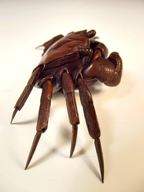 JAPANESE MEIJI PERIOD ARTICULATED BRONZE CRAB KOGO BOX - ADDITIONAL PHOTO 5