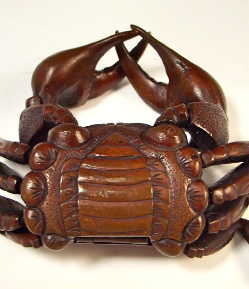 JAPANESE MEIJI PERIOD ARTICULATED BRONZE CRAB KOGO BOX - ADDITIONAL PHOTO 7