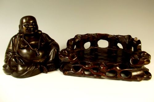 19TH C CHINESE BRONZE BUDDHA IN HARDWOOD STAND - ADDITIONAL PHOTO 2