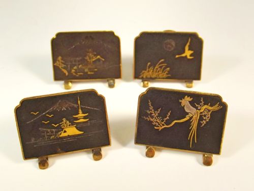 SET 4 JAPANESE MEIJI PERIOD KOMAI STYLE MENU HOLDERS - ADDITIONAL PHOTO 1