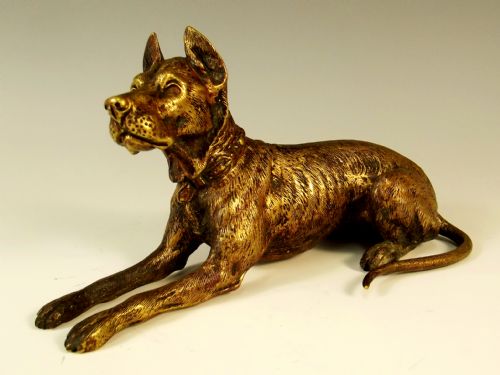 19th c austrian bronze study of a great dane - CATEGORY: ANTIQUE METAL - DATED 1880