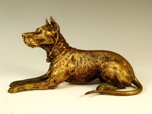 19TH C AUSTRIAN BRONZE STUDY OF A GREAT DANE - ADDITIONAL PHOTO 1