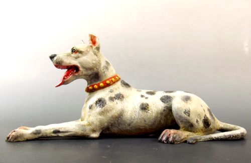 cold painted austrian bronze harliquin great dane dog figurine - CATEGORY: ANTIQUE METAL - DATED 1920