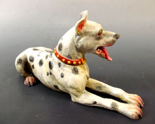 COLD PAINTED AUSTRIAN BRONZE HARLIQUIN GREAT DANE DOG FIGURINE - ADDITIONAL PHOTO 1