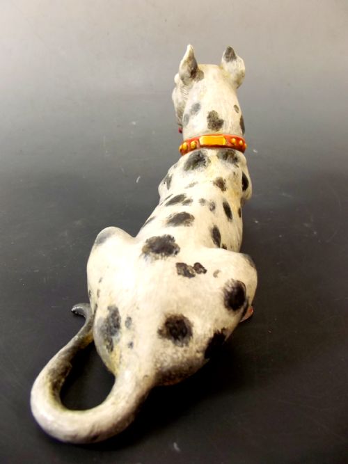 COLD PAINTED AUSTRIAN BRONZE HARLIQUIN GREAT DANE DOG FIGURINE - ADDITIONAL PHOTO 3