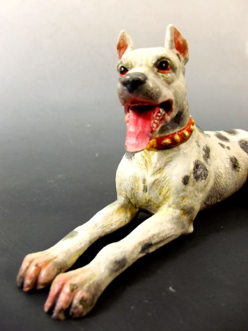 COLD PAINTED AUSTRIAN BRONZE HARLIQUIN GREAT DANE DOG FIGURINE - ADDITIONAL PHOTO 4