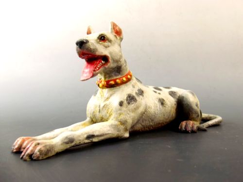 COLD PAINTED AUSTRIAN BRONZE HARLIQUIN GREAT DANE DOG FIGURINE - ADDITIONAL PHOTO 5