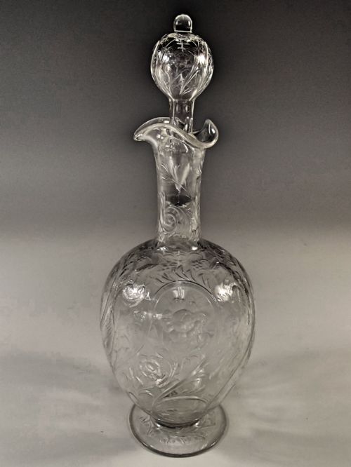stevens and williams intaglio cut decanter - CATEGORY: ANTIQUE GLASS - DATED 1890