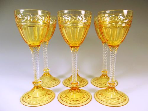 SET OF SIX ENGRAVED HOCK GLASSES BY STUART C1920 - ADDITIONAL PHOTO 1