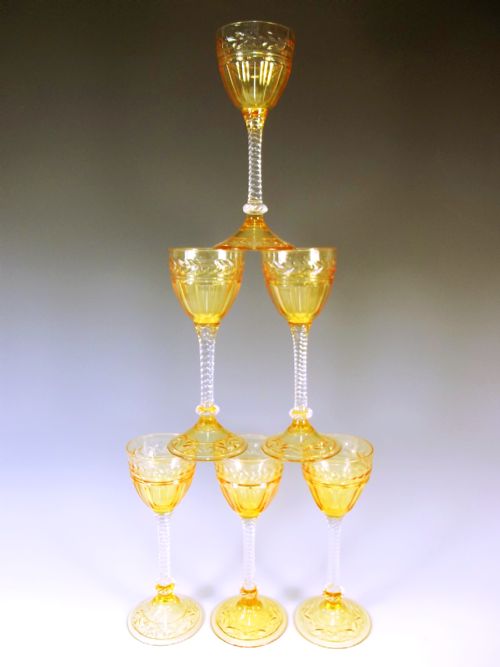 SET OF SIX ENGRAVED HOCK GLASSES BY STUART C1920 - ADDITIONAL PHOTO 5
