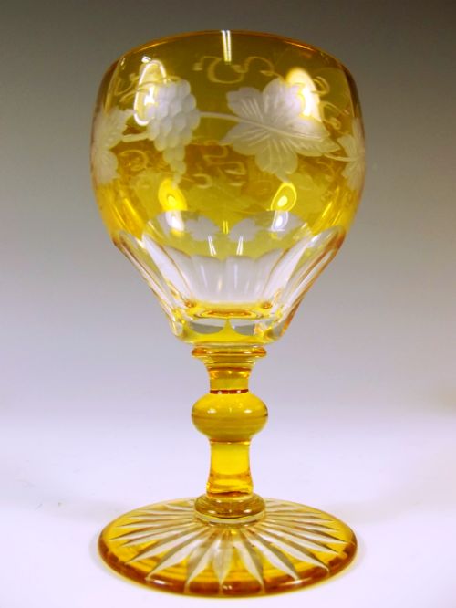 SET OF EIGHT BOHEMIAN ENGRAVED AMBER SHERRY GLASSES C1890 - ADDITIONAL PHOTO 2