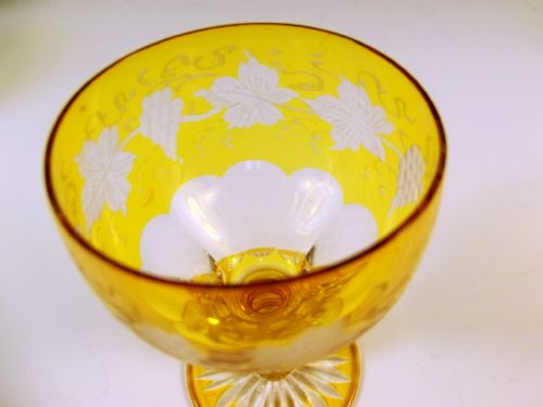 SET OF EIGHT BOHEMIAN ENGRAVED AMBER SHERRY GLASSES C1890 - ADDITIONAL PHOTO 3