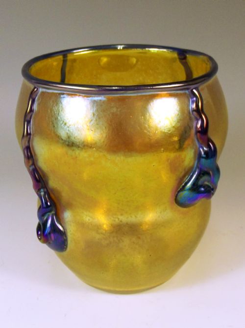 JOHANN LOETZ YELLOW AND BLUE GLASS SILBERIRIS VASE - ADDITIONAL PHOTO 1