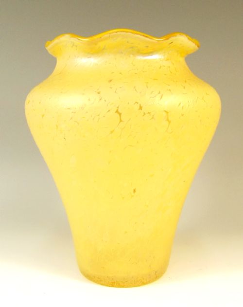 TALL JOHANN LOETZ LEMON YELLOW CRETE PAPILLION VASE - ADDITIONAL PHOTO 1