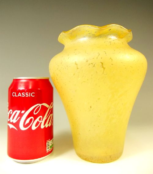 TALL JOHANN LOETZ LEMON YELLOW CRETE PAPILLION VASE - ADDITIONAL PHOTO 4