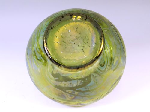JOHANN LOETZ IRIDESCENT GREEN GLASS VASE WITH PEWTER MOUNTS - ADDITIONAL PHOTO 4
