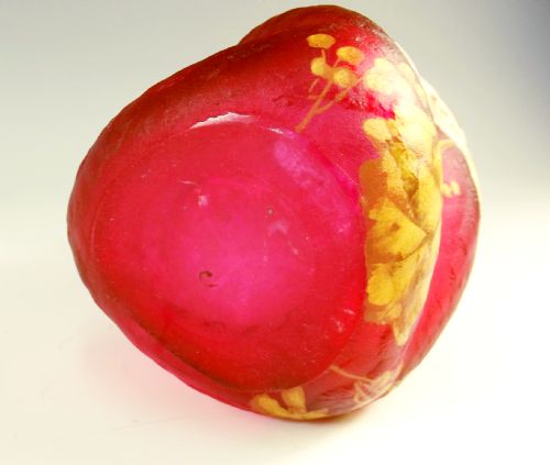 LEGRAS MONT JOYE ACID ETCHED ENAMEL RED GLASS VASE - ADDITIONAL PHOTO 4