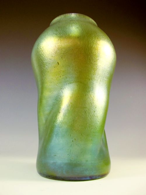 LARGE LOETZ BLUE ON GREEN CESILE FINISH VASE - ADDITIONAL PHOTO 1