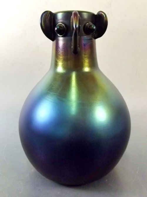 large bronze glass face vase by christopher dresser for thomas webb c1880 - CATEGORY: ANTIQUE GLASS - DATED 1880
