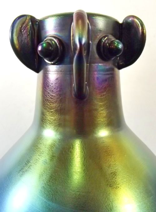 LARGE BRONZE GLASS FACE VASE BY CHRISTOPHER DRESSER FOR THOMAS WEBB C1880 - ADDITIONAL PHOTO 1