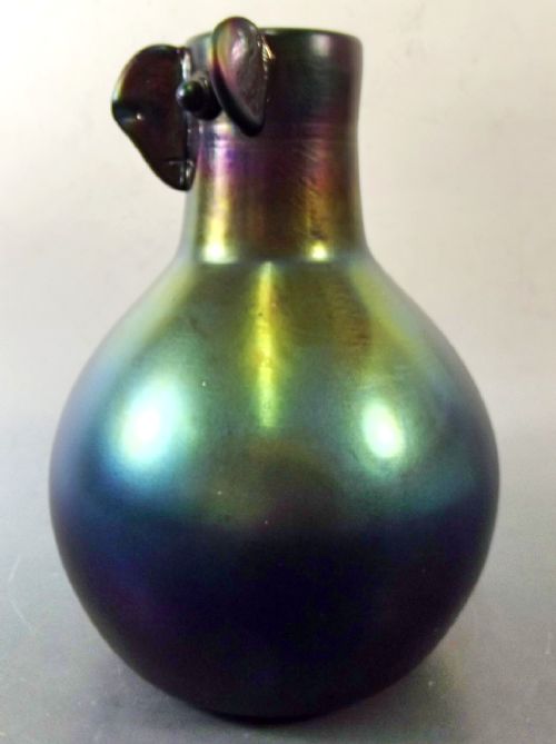 LARGE BRONZE GLASS FACE VASE BY CHRISTOPHER DRESSER FOR THOMAS WEBB C1880 - ADDITIONAL PHOTO 2