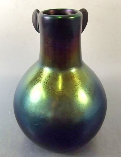 LARGE BRONZE GLASS FACE VASE BY CHRISTOPHER DRESSER FOR THOMAS WEBB C1880 - ADDITIONAL PHOTO 3