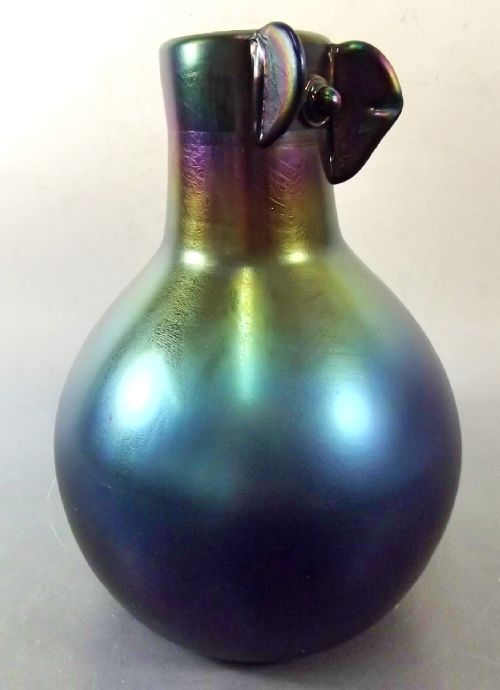 LARGE BRONZE GLASS FACE VASE BY CHRISTOPHER DRESSER FOR THOMAS WEBB C1880 - ADDITIONAL PHOTO 5