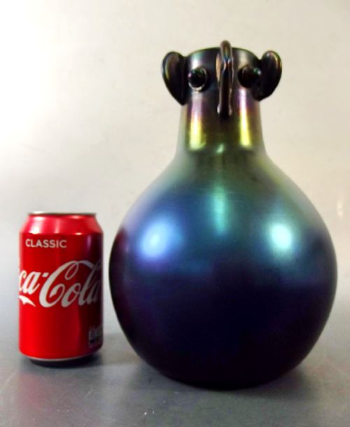 LARGE BRONZE GLASS FACE VASE BY CHRISTOPHER DRESSER FOR THOMAS WEBB C1880 - ADDITIONAL PHOTO 8