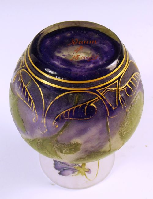 DAUM NANCY CAMEO GLASS VIOLETS VASE - ADDITIONAL PHOTO 4