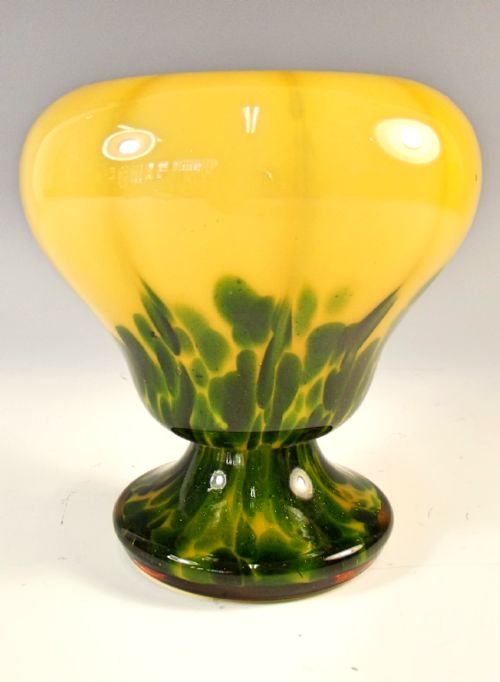 poshinger green mica glass bulb vase - CATEGORY: ANTIQUE GLASS - DATED 1910