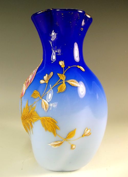 HARRACH CASED GLASS GILT AND ENAMEL VASE C1890 - ADDITIONAL PHOTO 1