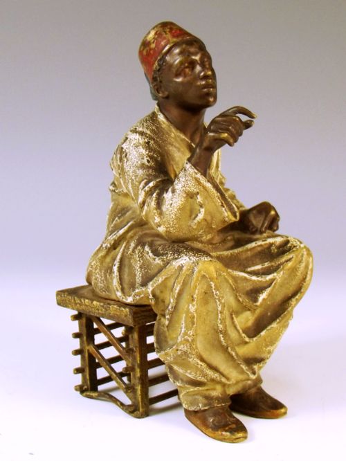 19th c austrian cold painted bronze the scholar - CATEGORY: ANTIQUE METAL - DATED 1890