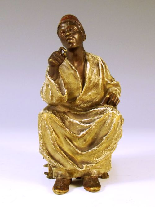 19TH C AUSTRIAN COLD PAINTED BRONZE THE SCHOLAR - ADDITIONAL PHOTO 1