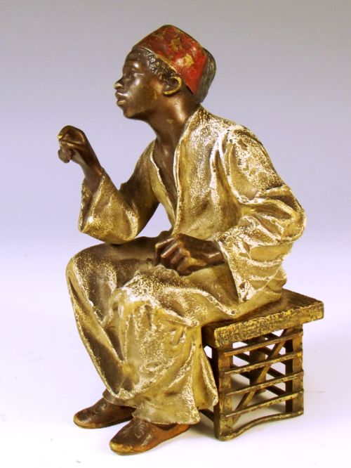 19TH C AUSTRIAN COLD PAINTED BRONZE THE SCHOLAR - ADDITIONAL PHOTO 2