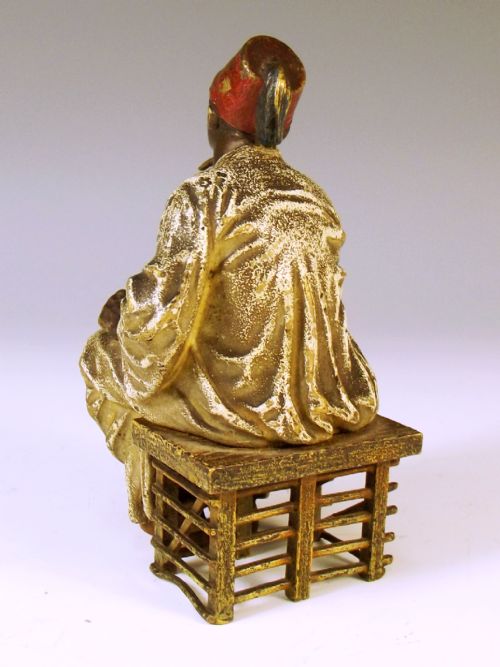 19TH C AUSTRIAN COLD PAINTED BRONZE THE SCHOLAR - ADDITIONAL PHOTO 3