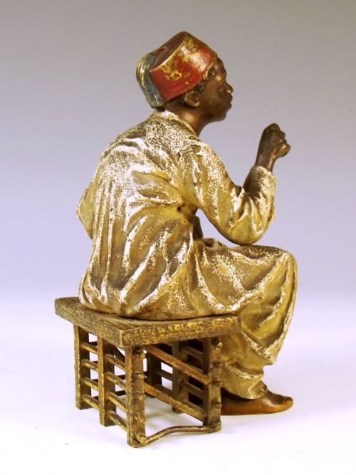 19TH C AUSTRIAN COLD PAINTED BRONZE THE SCHOLAR - ADDITIONAL PHOTO 4