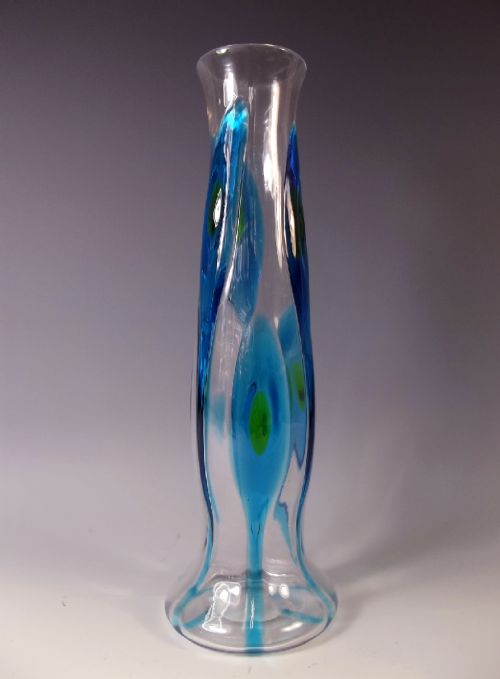 ART NOUVEAU STUART AND SONS PEACOCK EYE GLASS VASE - ADDITIONAL PHOTO 1