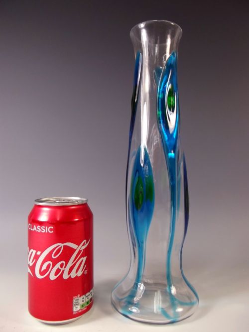 ART NOUVEAU STUART AND SONS PEACOCK EYE GLASS VASE - ADDITIONAL PHOTO 4