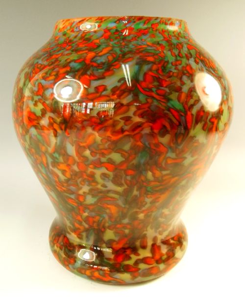 art deco monart glass paisley shawl vase - CATEGORY: ANTIQUE GLASS - DATED 1920