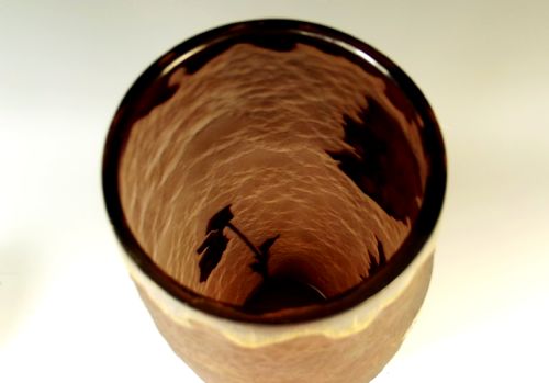 MAUVE LEGRAS MONT JOYE CAMEO CUT ACID ETCHED GILDED GLASS POPPY VASE - ADDITIONAL PHOTO 4