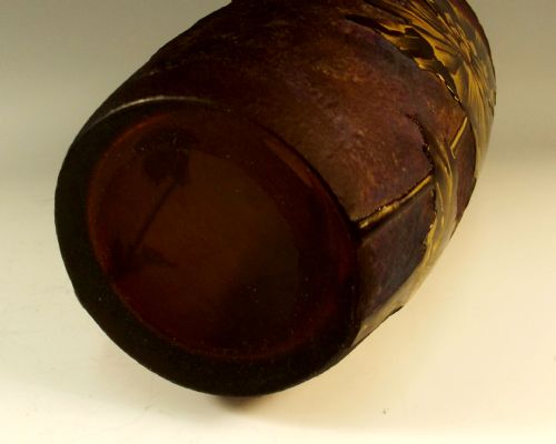 MAUVE LEGRAS MONT JOYE CAMEO CUT ACID ETCHED GILDED GLASS POPPY VASE - ADDITIONAL PHOTO 5