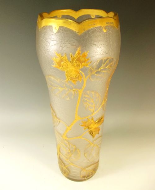 HUGE LEGRAS ST DENNIS CAMEO CUT ACID ETCHED GILDED VASE - ADDITIONAL PHOTO 1