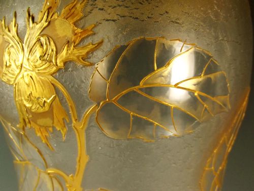 HUGE LEGRAS ST DENNIS CAMEO CUT ACID ETCHED GILDED VASE - ADDITIONAL PHOTO 5